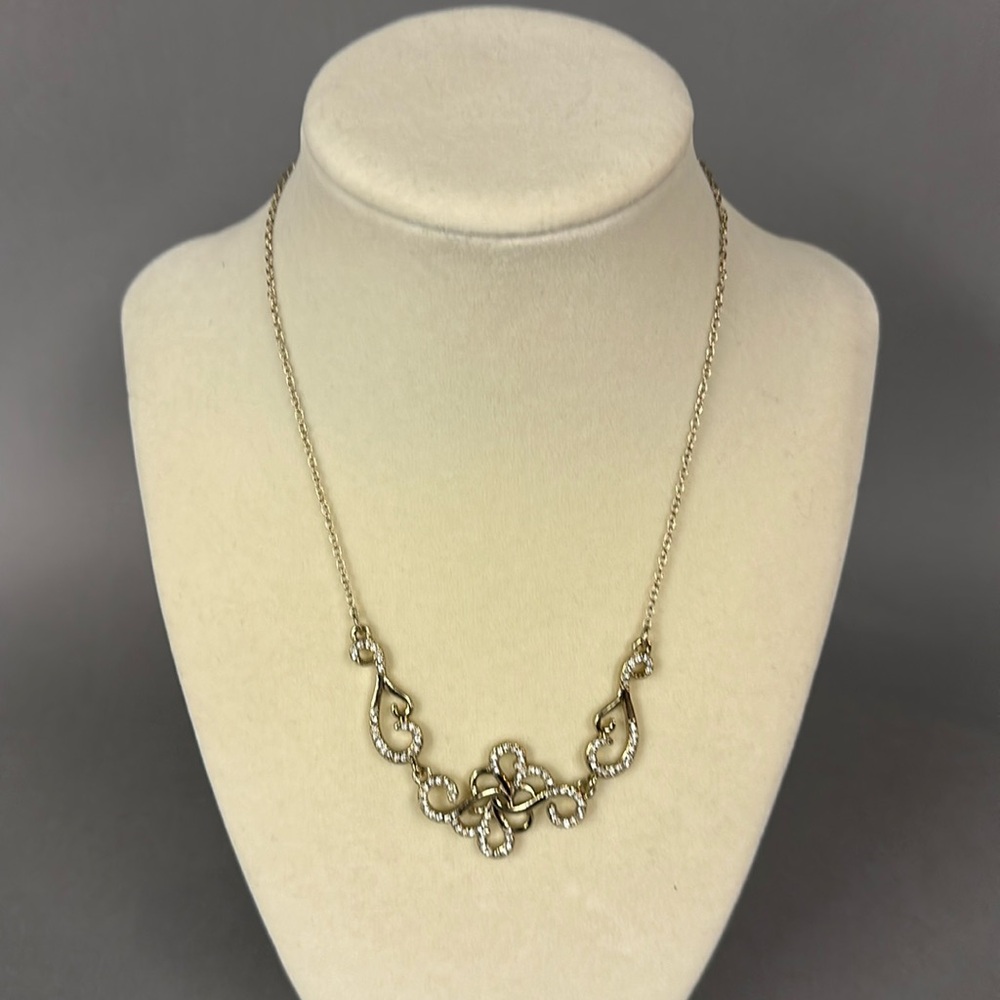 JJH Avon Gold Tone Crystal Necklace